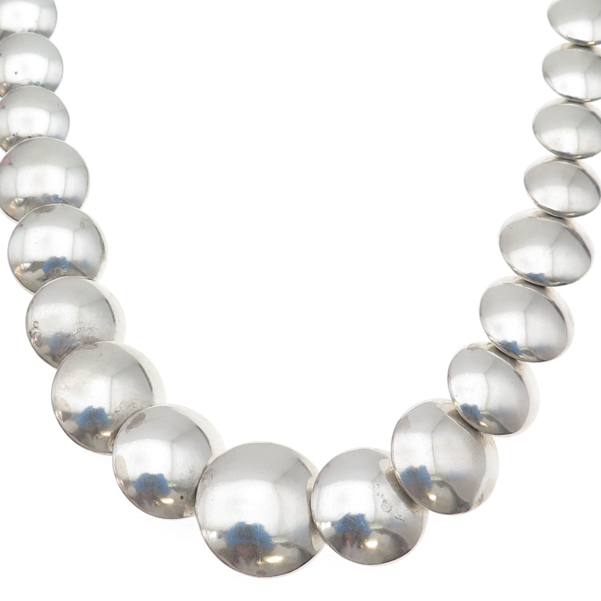 Jimmy Yazzie Navajo Old Pawn Sterling Graduated Concho Navajo Pearl Necklace 24"