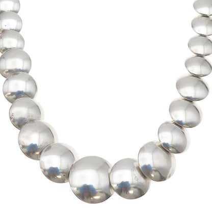 Jimmy Yazzie Navajo Old Pawn Sterling Graduated Concho Navajo Pearl Necklace 24"