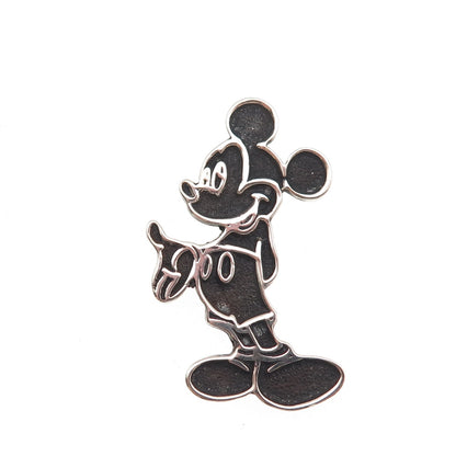 Disney 925 Sterling Silver Vintage Mickey Mouse Oxidized Slide Charm Pendant