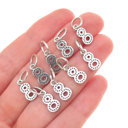 Pandora 925 Sterling Silver C Z Lucky Number 8 SET of 9 Charm Pendants
