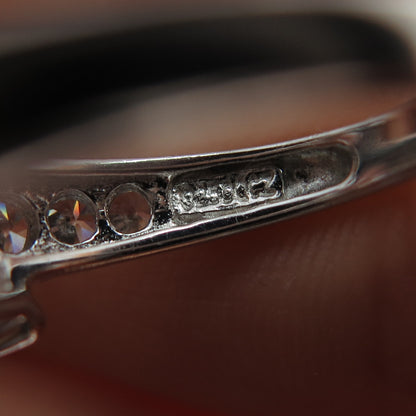 925 Sterling Silver Princess & Round-Cut C Z Engagement Ring Size 5.25