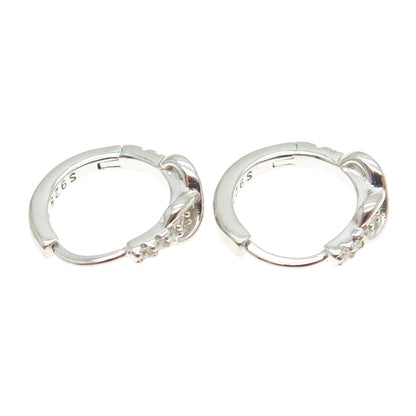 925 Sterling Silver Round-Cut C Z Infinity Hoop Earrings