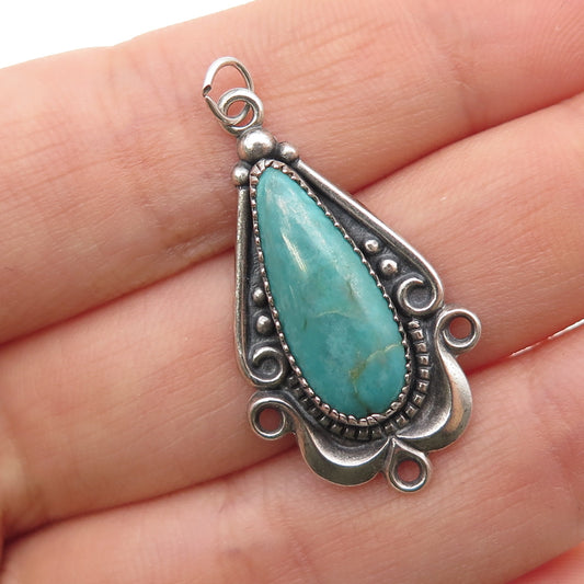 Bell Trading Post Old Pawn 925 Sterling Vintage Kingman Turquoise Tribal Pendant