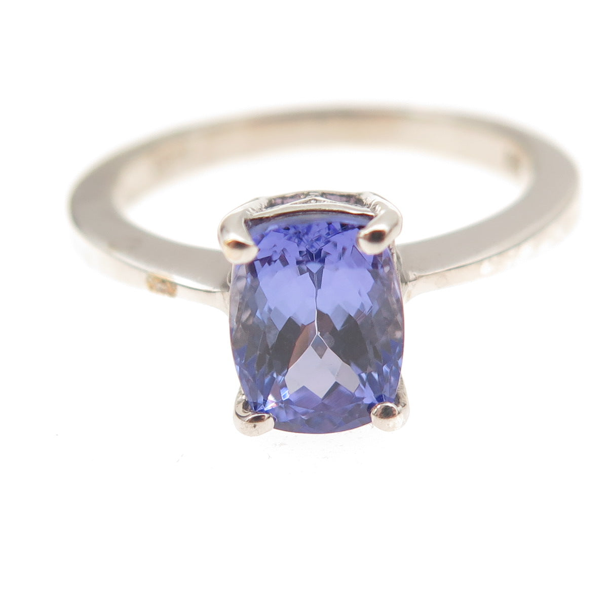 D'Joy 925 Sterling Silver Real Cushion-Cut Tanzanite Ring Size 8