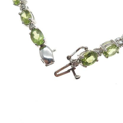 HENG NGAI 925 Sterling Silver Real Diamond Accent & Peridot Bracelet 7.25"