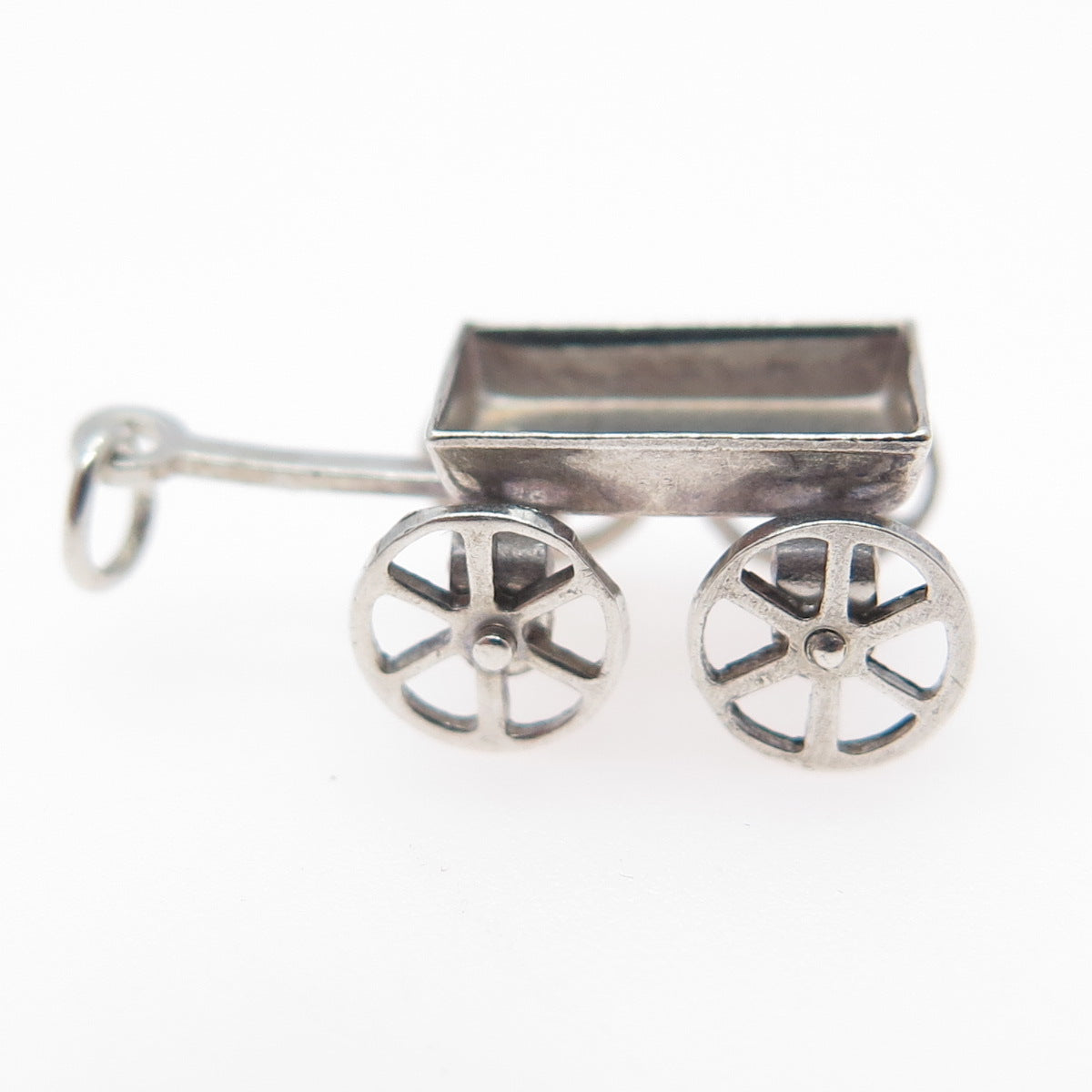 925 Sterling Silver Antique Wheelbarrow Gardening Minimalist 3D Charm Pendant