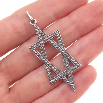 925 Sterling Silver Vintage Star of David Oxidized Pendant