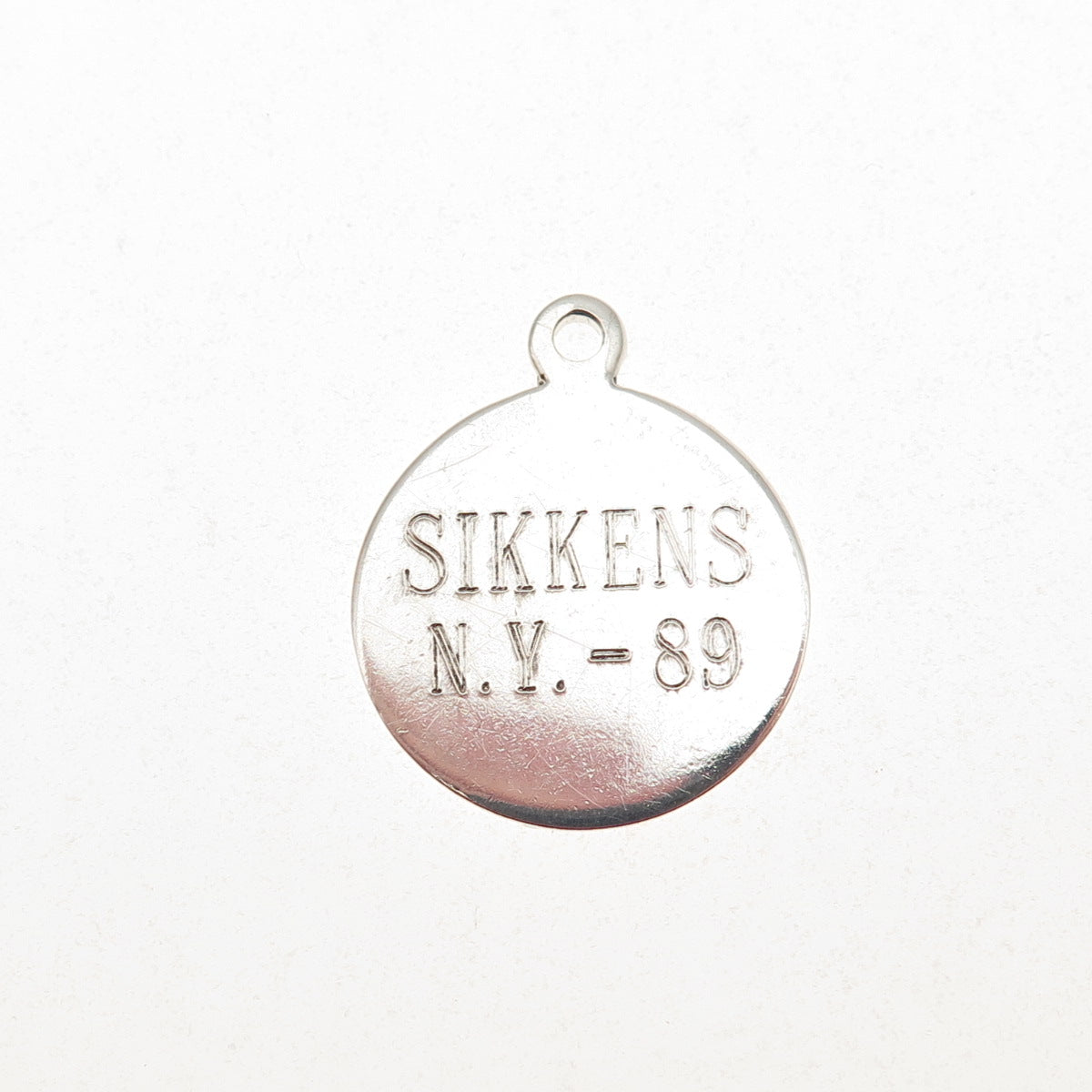 TIFFANY & CO. 925 Sterling Silver Vintage Engraved Round Tag Charm Pendant