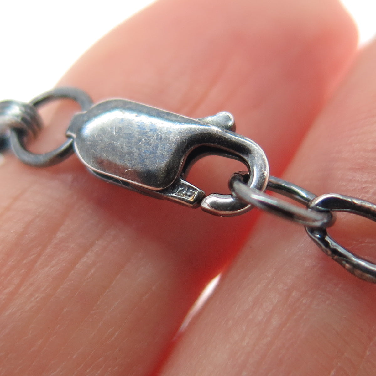 LENOX 925 Sterling Silver Vintage Real Turquoise Heart Link Oxidized Bracelet 8"