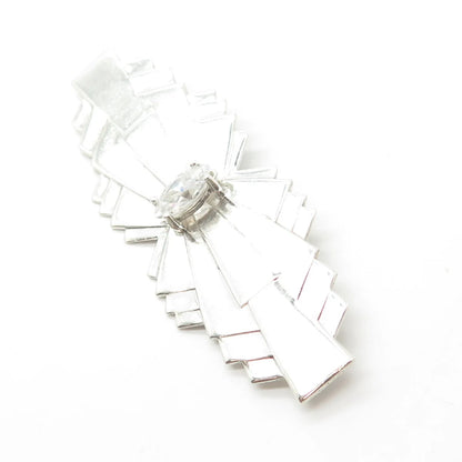 925 Sterling Silver Vintage C Z Bow Pin Brooch