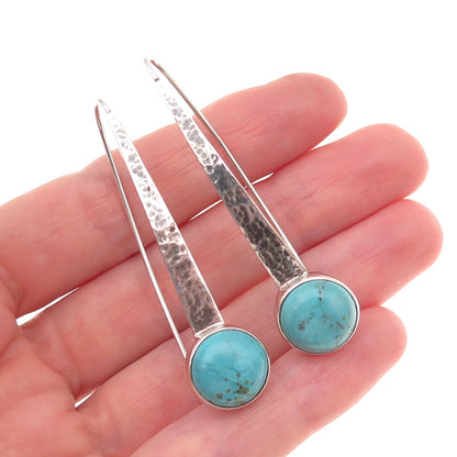 Silpada 925 Sterling Silver Vintage Real Turquoise Swan Dive Hammered Earrings