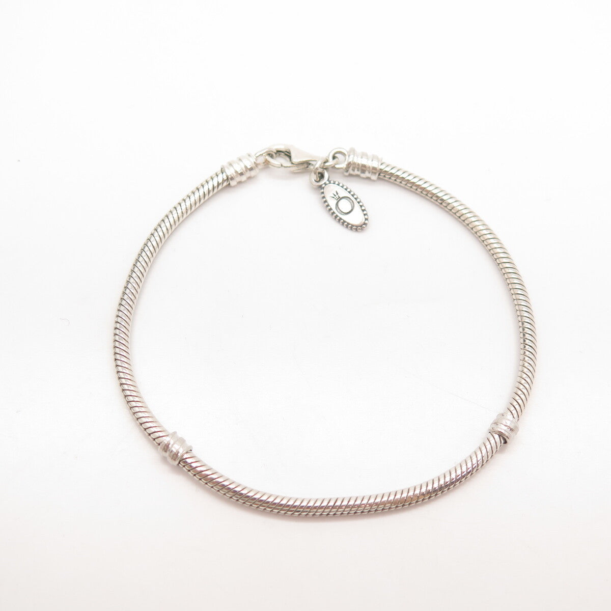 925 Sterling Silver Herringbone Station Link Bracelet 5 3/4"