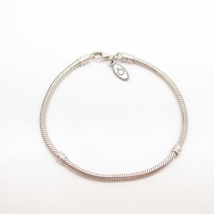 925 Sterling Silver Herringbone Station Link Bracelet 5 3/4"