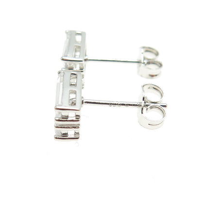 925 Sterling Silver Baguette-Cut C Z Stud Earrings