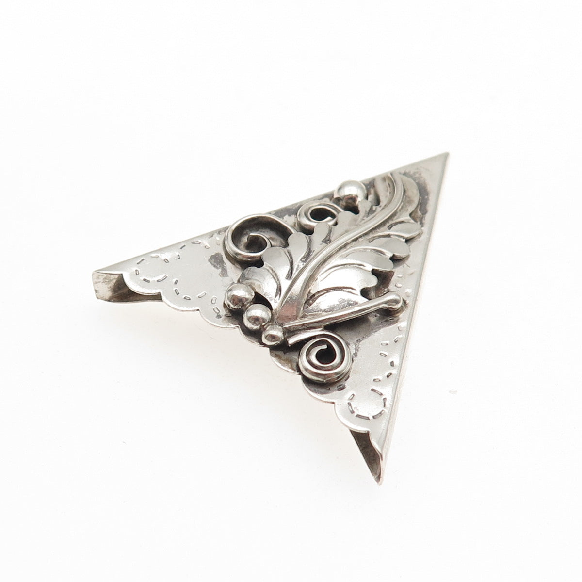 Old Pawn Sterling Silver Vintage Southwestern Feather Oxidized Tribal Belt Tip