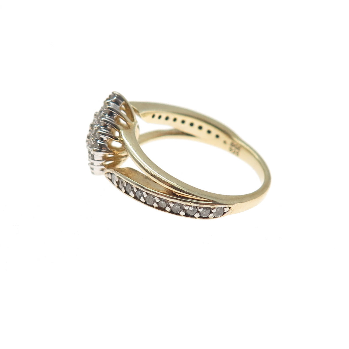 BGE BRADFORD 925 Sterling Silver Gold Plated Real Diamond Ring Size 5.25