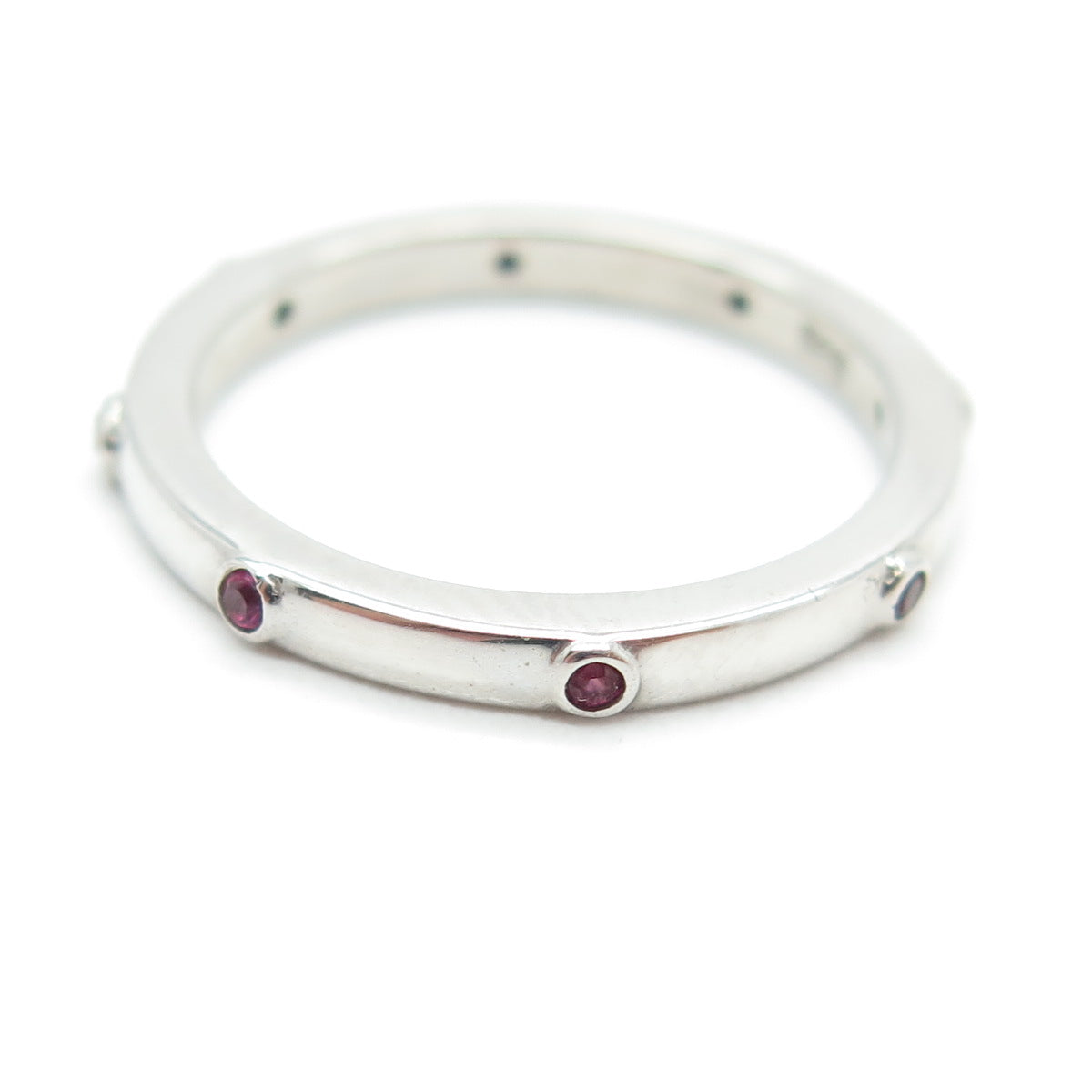 925 Sterling Silver Lab-Created Pink Sapphire Stackable Band Ring Size 5.75