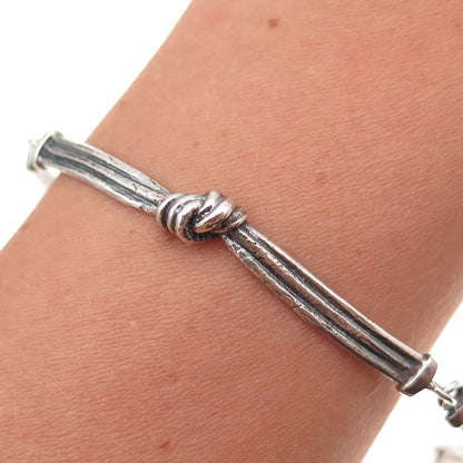 Silpada Sterling Silver Vintage Modernist Knot Oxidized Bar Link Bracelet 7.5"