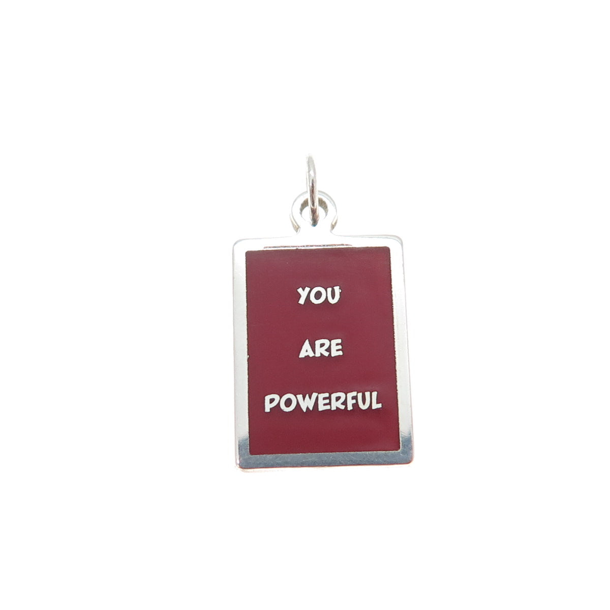 925 Sterling Silver Red Enamel You Are Powerful Minimalist Charm Pendant