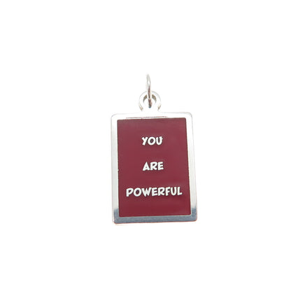 925 Sterling Silver Red Enamel You Are Powerful Minimalist Charm Pendant