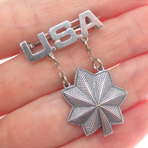 925 Sterling Silver Antique WWII US Army Lieutenant Oak Leaf Pin Brooch