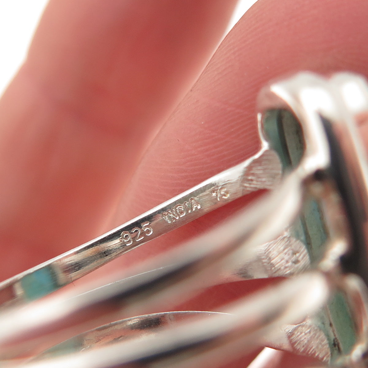 925 Sterling Silver Vintage Real Lone Mountain Turquoise Ring Size 9.25
