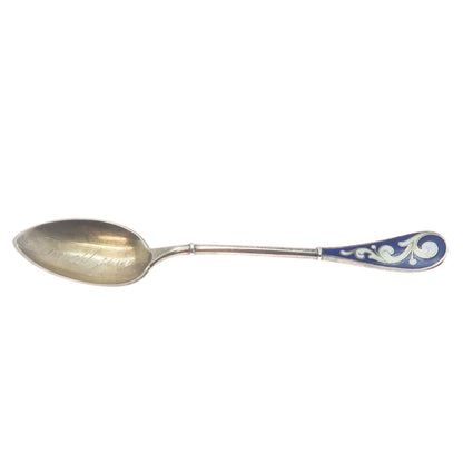 MARIUS HAMMER 900 Silver Gold Plated Antique Norway Enamel Coffee Spoon