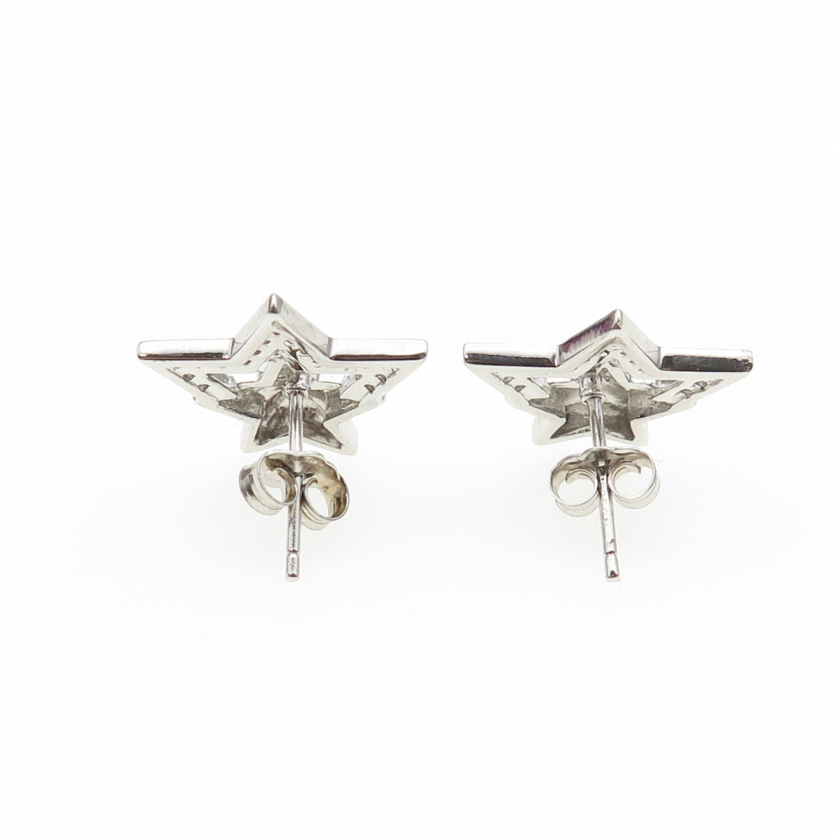 925 Sterling Silver Round-Cut C Z Star Stud Earrings