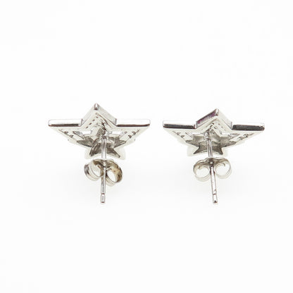 925 Sterling Silver Round-Cut C Z Star Stud Earrings