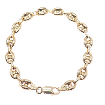 925 Sterling Silver Gold Plated Anchor Mariner Link Bracelet 8.75"