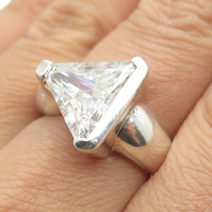 SETA 925 Sterling Silver Vintage Triangle-Cut C Z Modernist Ring Size 8.25