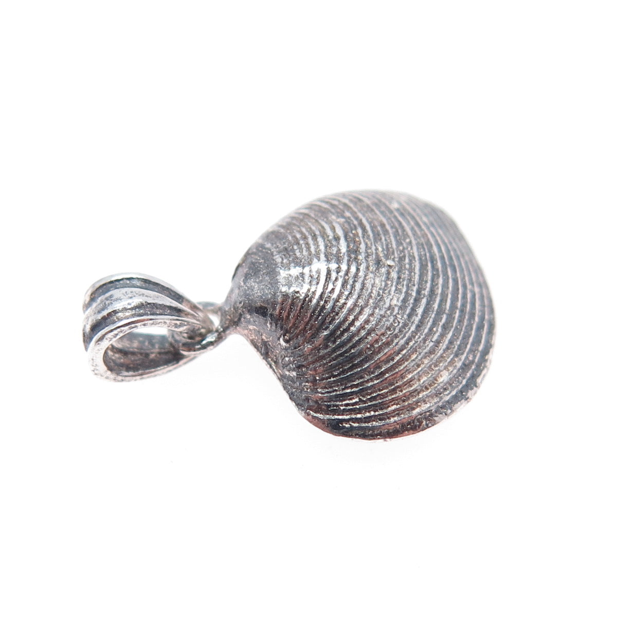 925 Sterling Silver Vintage Seashell Oxidized Minimalist Charm Pendant