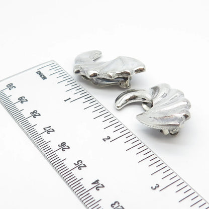 925 Sterling Silver Vintage Mexico Shell Clip On Earrings