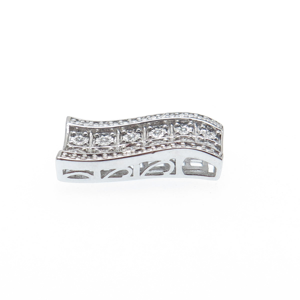 925 Sterling Silver Round-Cut C Z Slide Bar Minimalist Charm Pendant