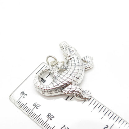 925 Sterling Silver Vintage Crocodile Pendant