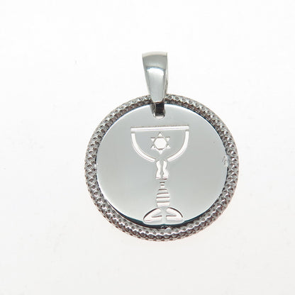925 Sterling Silver Vintage Italy Chalice / Goblet Judaica Minimalist Pendant
