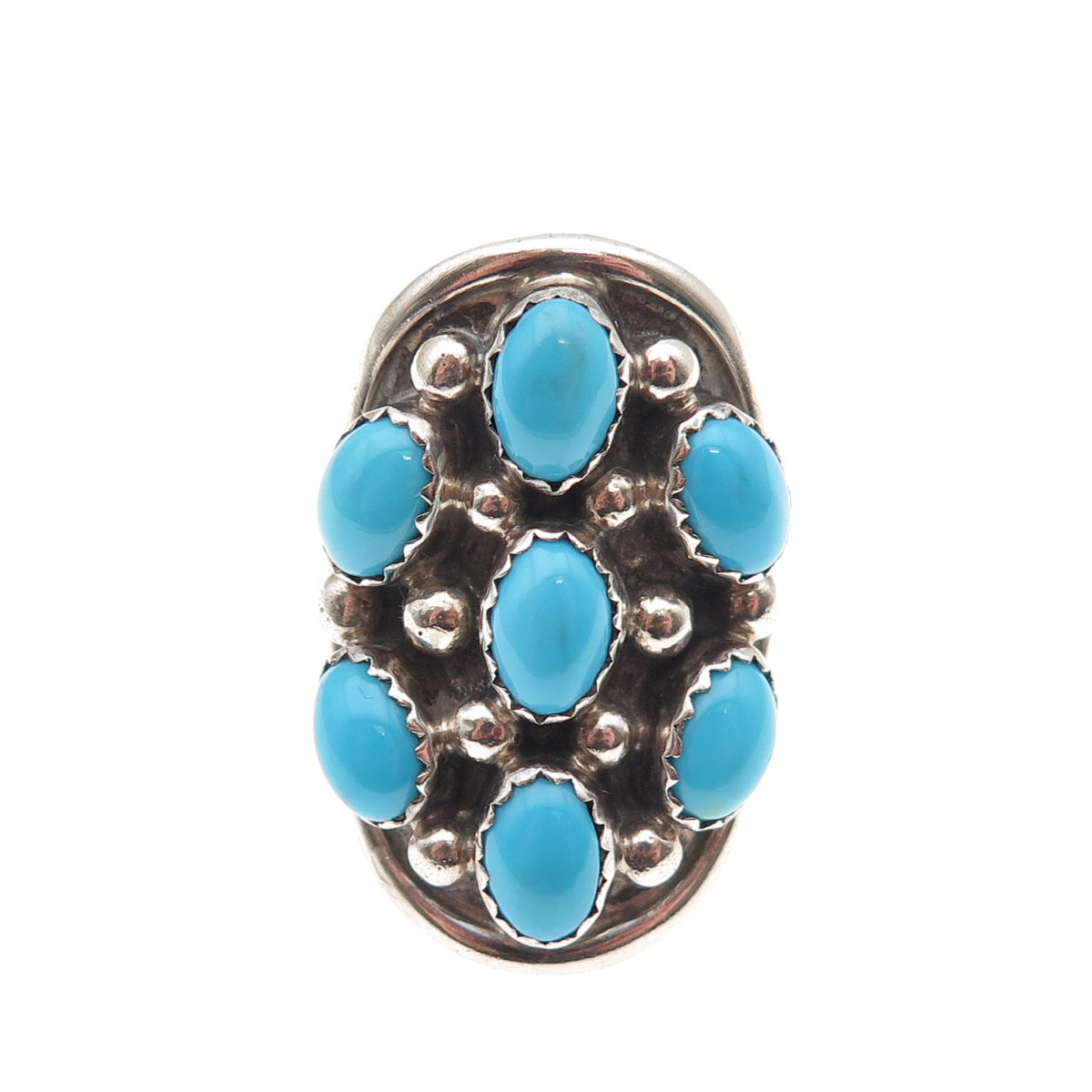 Les Hill Navajo Old Pawn 925 Sterling Sleeping Beauty Turquoise Ring Size 9.25