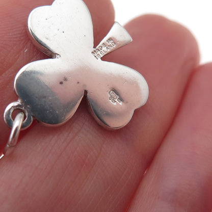 Solvar 925 Sterling Silver Vintage Ireland Real Connemara Marble Clover Pendant
