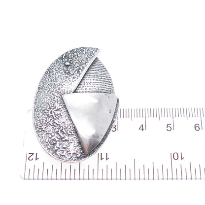 925 Sterling Silver Vintage Modernist Oxidized Pin Brooch