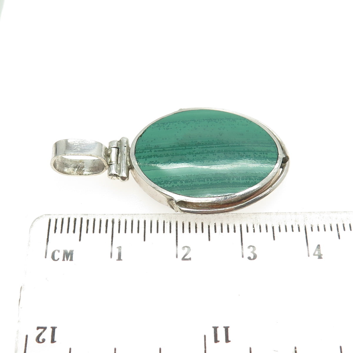 925 Sterling Silver Vintage Lapis Lazuli & Malachite Gem Double Sided Pendant