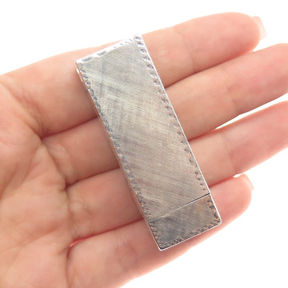 800 Silver Antique Art Deco Real Green Onyx Engraved Tube Slide Lipstick Case