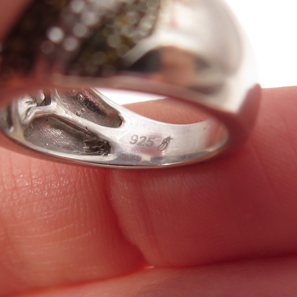 925 Sterling Silver Real Round-Cut Canary & White Diamond Ring Size 5