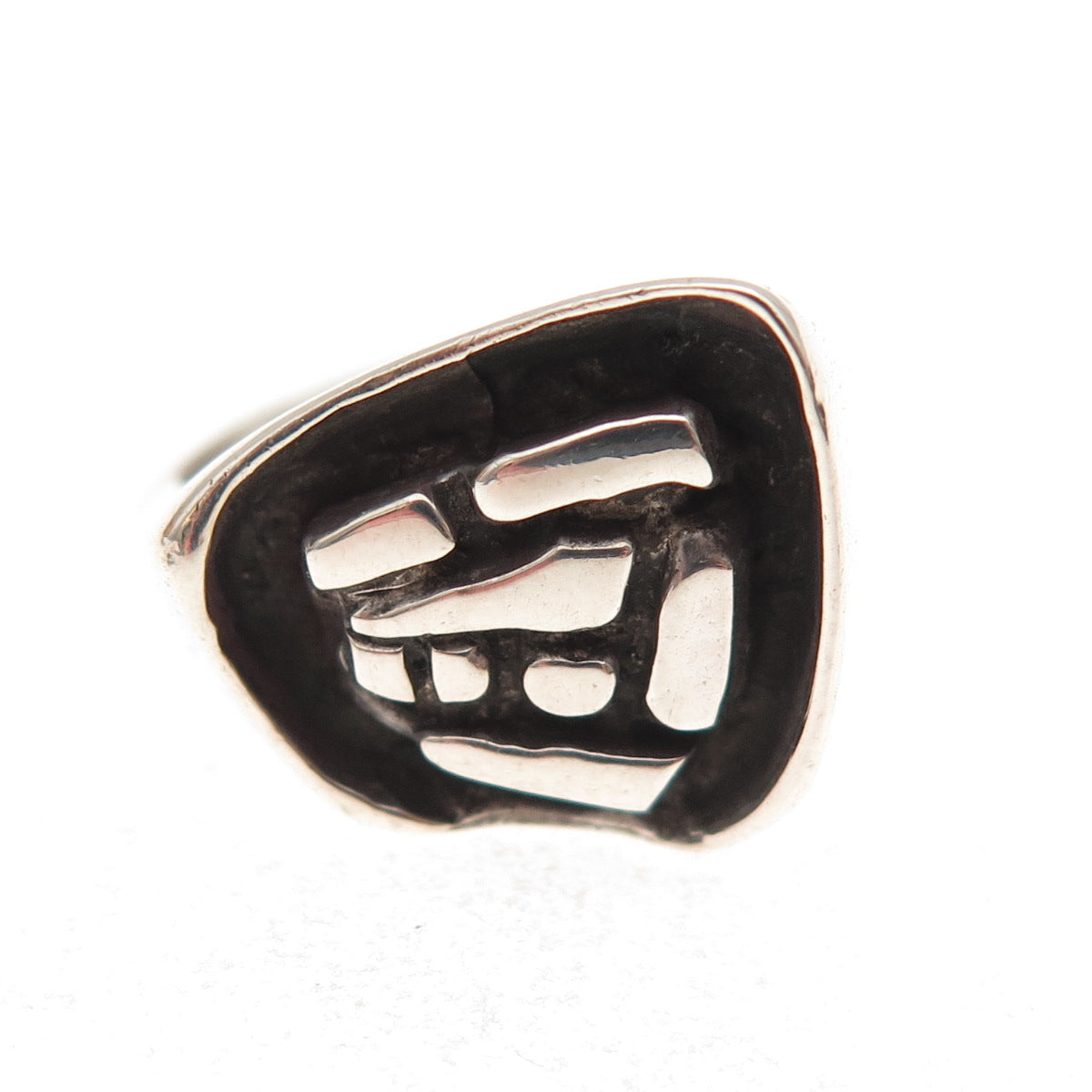 Gerald Stinn 925 Sterling Silver Vintage Modernist Oxidized Ring Size 5