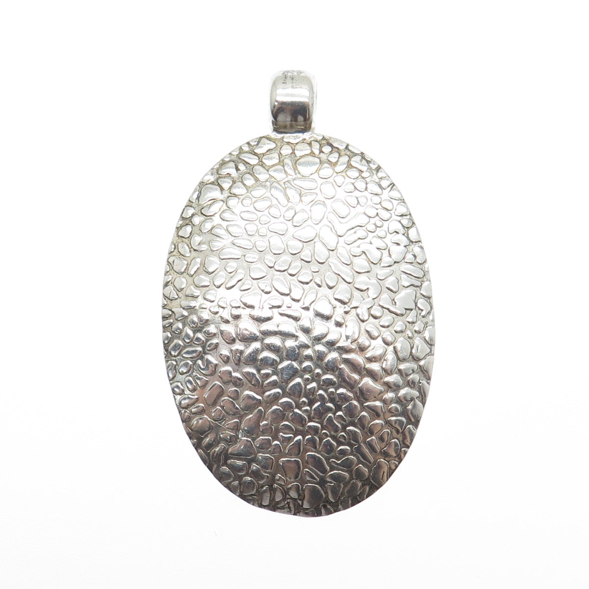 925 Sterling Silver Vintage Modernist Nugget Oval Pendant