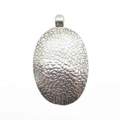 925 Sterling Silver Vintage Modernist Nugget Oval Pendant
