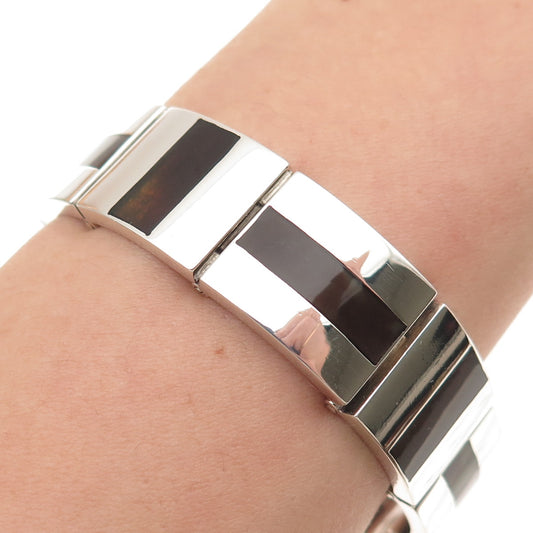 925 Sterling Silver Vintage Mexico Modernist Heavy 69.3g Bracelet 7"