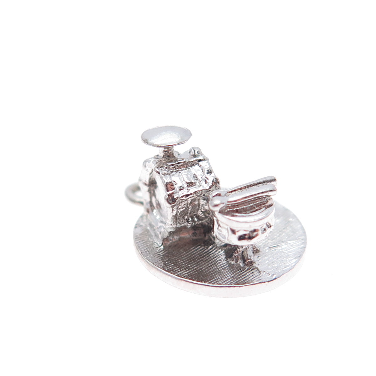 925 Sterling Silver Vintage Drum Minimalist 3D Charm Pendant