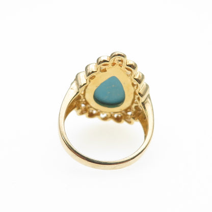 ROSS SIMONS 925 Sterling Silver Gold Plated Vintage Real Turquoise Ring Size 7