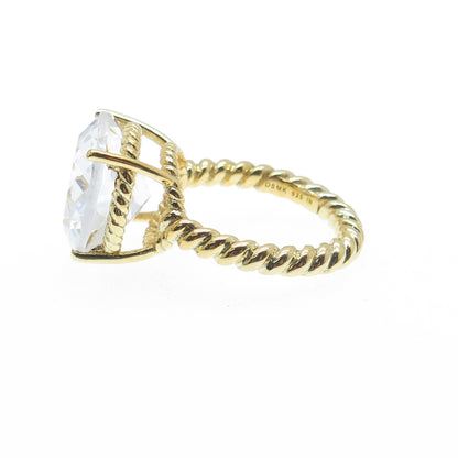 DSMK 925 Sterling Gold Plated Round-Cut C Z Twisted Engagement Ring Size 6