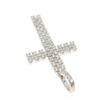 925 Sterling Silver Pave C Z Cross Pendant